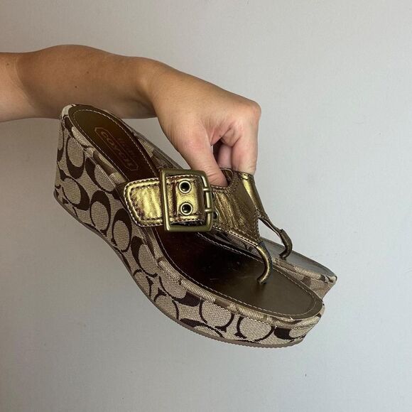 Coach Shoes - Coach Women's Brown and Gold Sandals